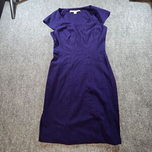 Diane von Furstenberg Navy Sheath Midi Dress Womens 6 Cap Sleeve